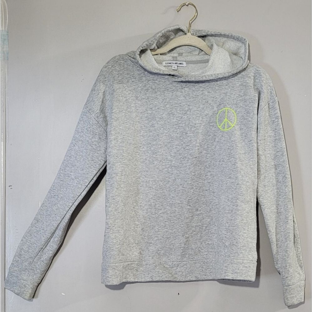 Elizabeth and James size XS peace sign gray hoodie